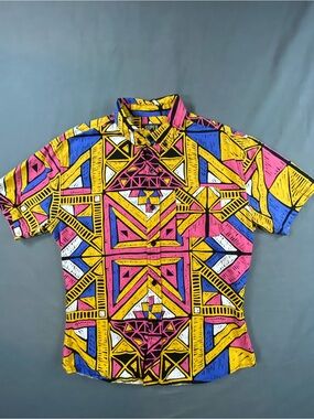 Super Massive M  Geometric Short-Sleeve Button-Down Shirt - multicolored
